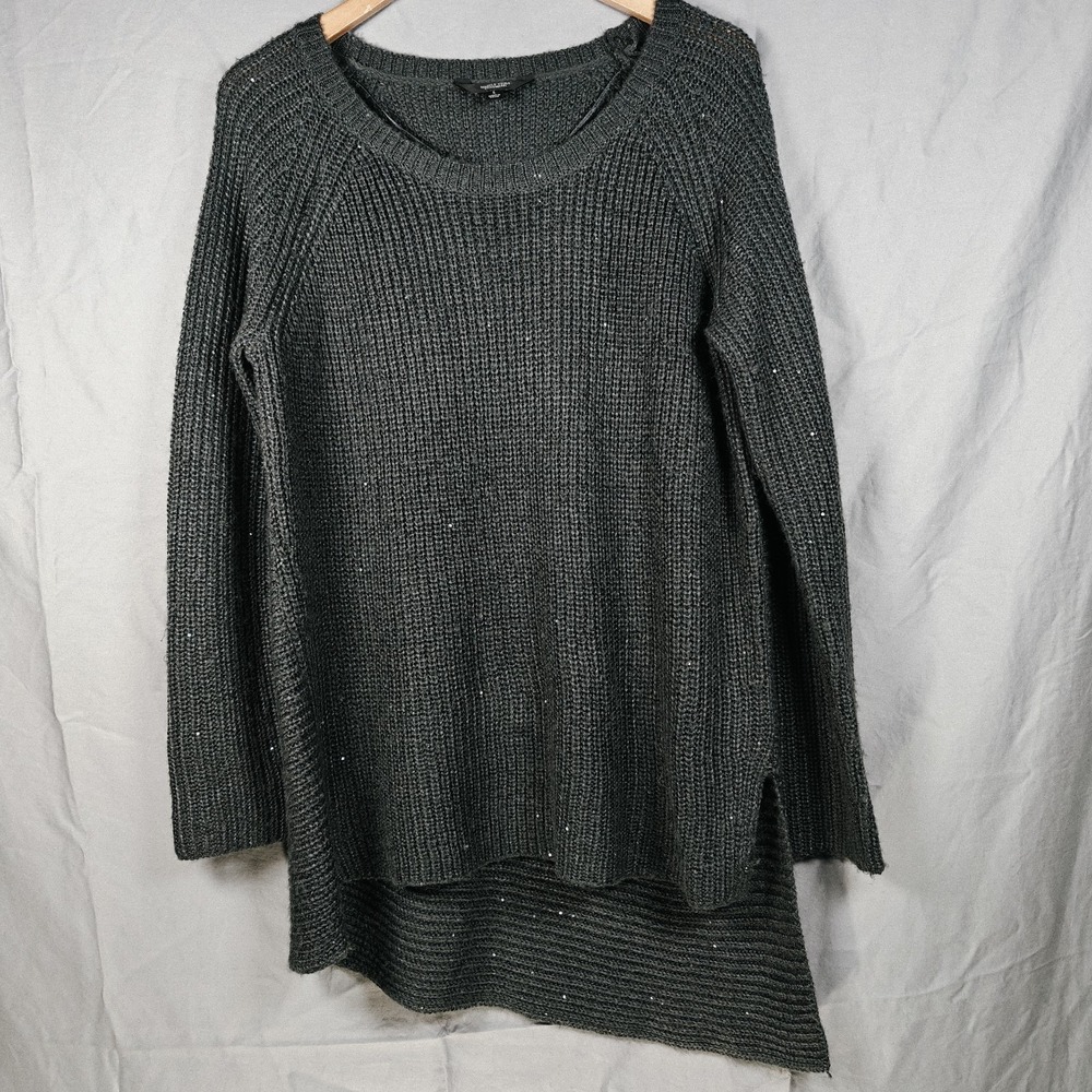 Simply Vera Wang Women's Gray Sparkle‎ Knit Tunic Sweater Size L Long Sleeve